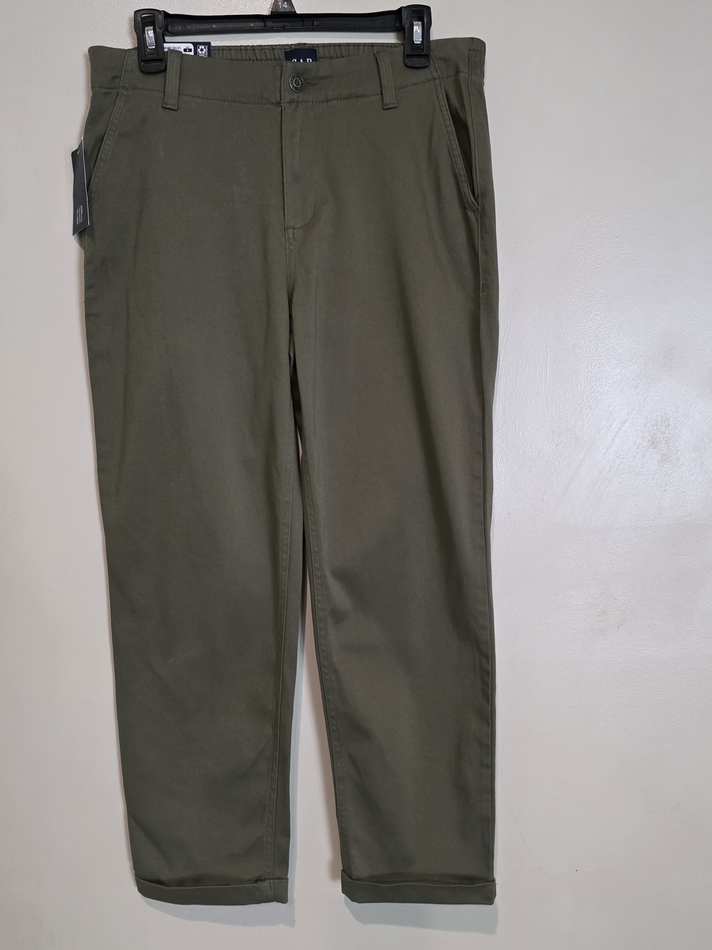 GAP Womens Olive Green Chino Twill Pants Ankle Cropped Cuffed NWT 8 Casual